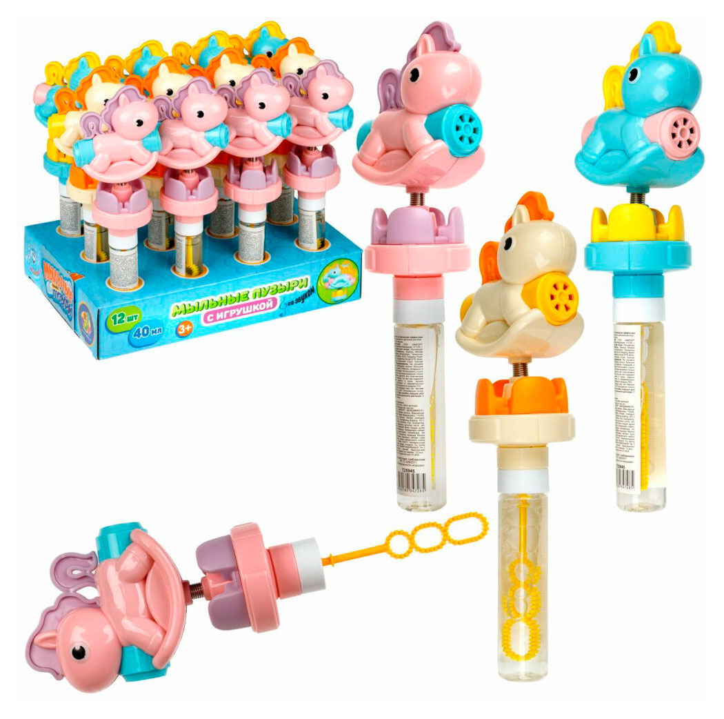 

Мыльные пузыри 1TOY Мы-шарики! с игрушкой качалкой пони, 40 мл в ассортименте