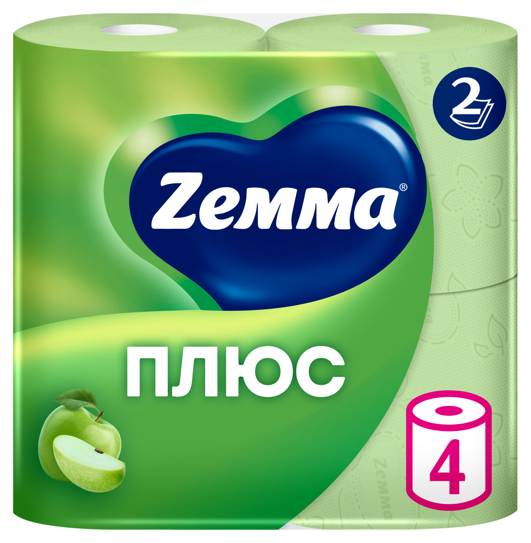 

Туалетная бумага Zemma Плюс Яблоко 2 слоя, 4 рулона