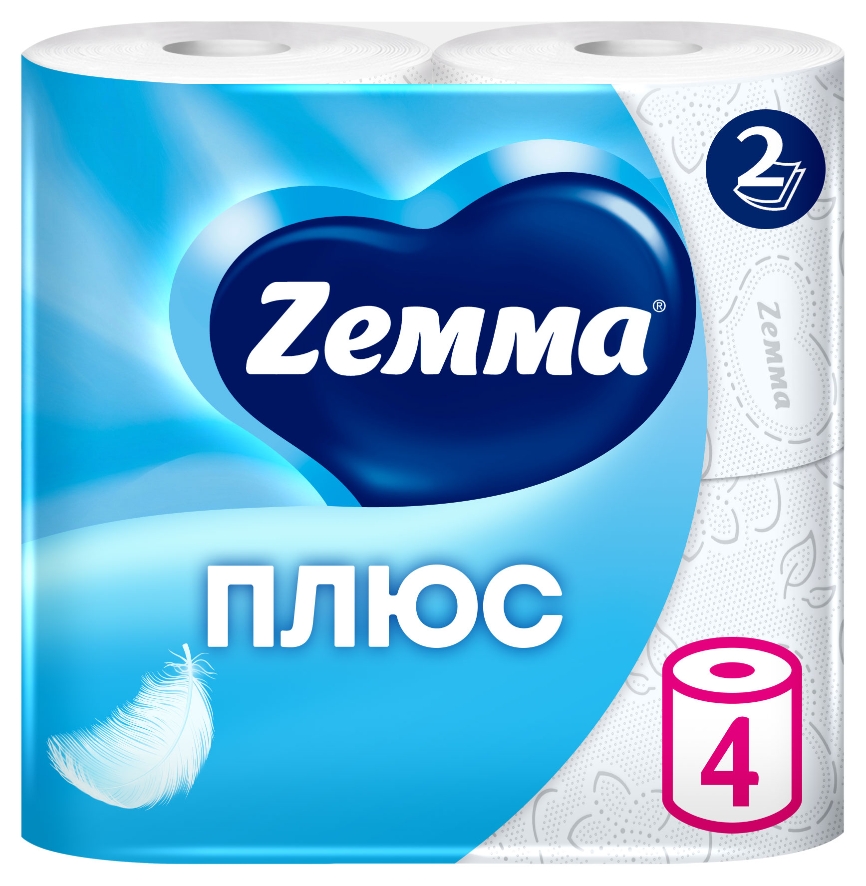 

Туалетная бумага Zemma Плюс Без аромата 2 слоя, 4 рулона