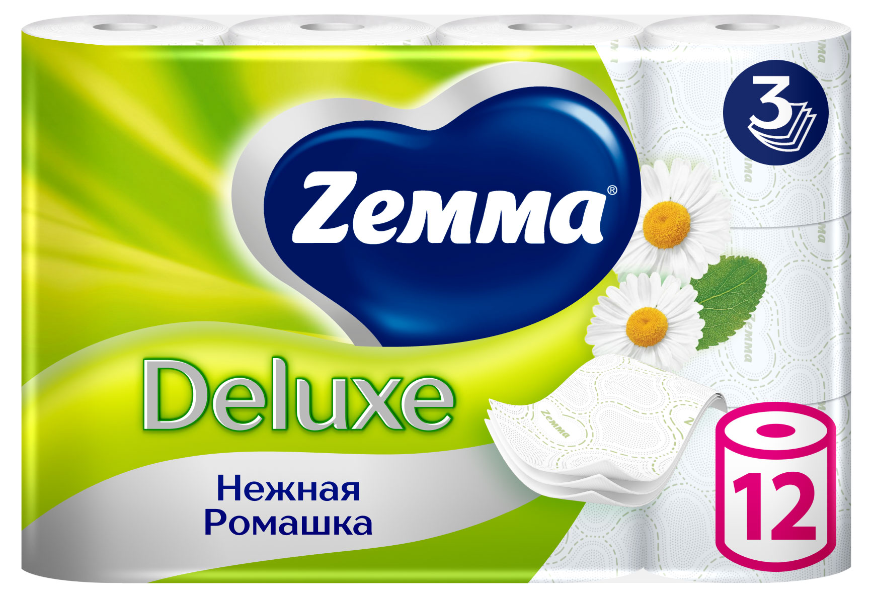Изображение товара Zewa Deluxe Ромашка Туалетная бумага 3 слоя 12 рулонов