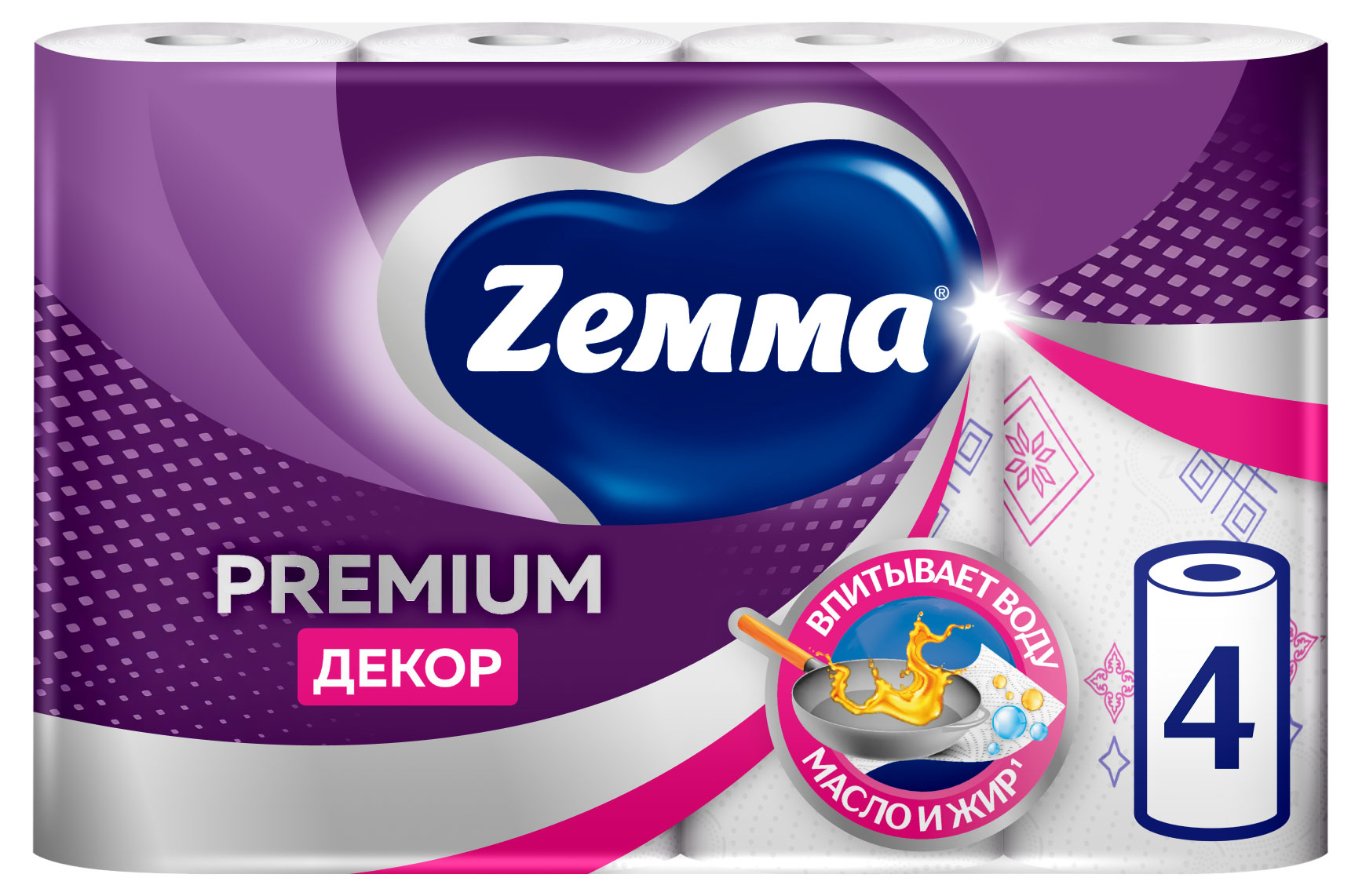 

Бумажные полотенца Zemma Premium Decor, 4 рулона