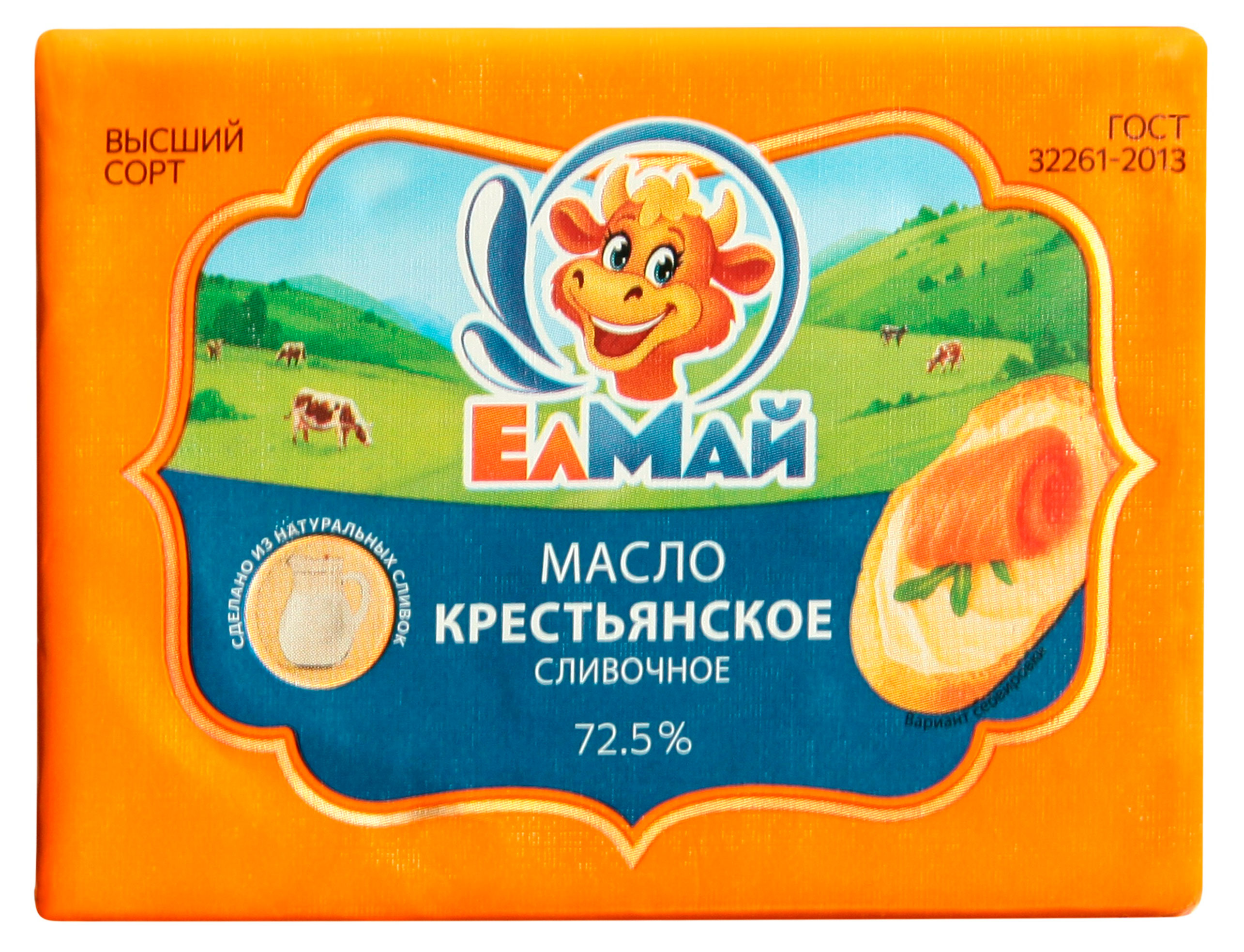 Изображение товара Масло сливочное «Елмай» Крестьянское халяль 72,5% БЗМЖ, 160 г