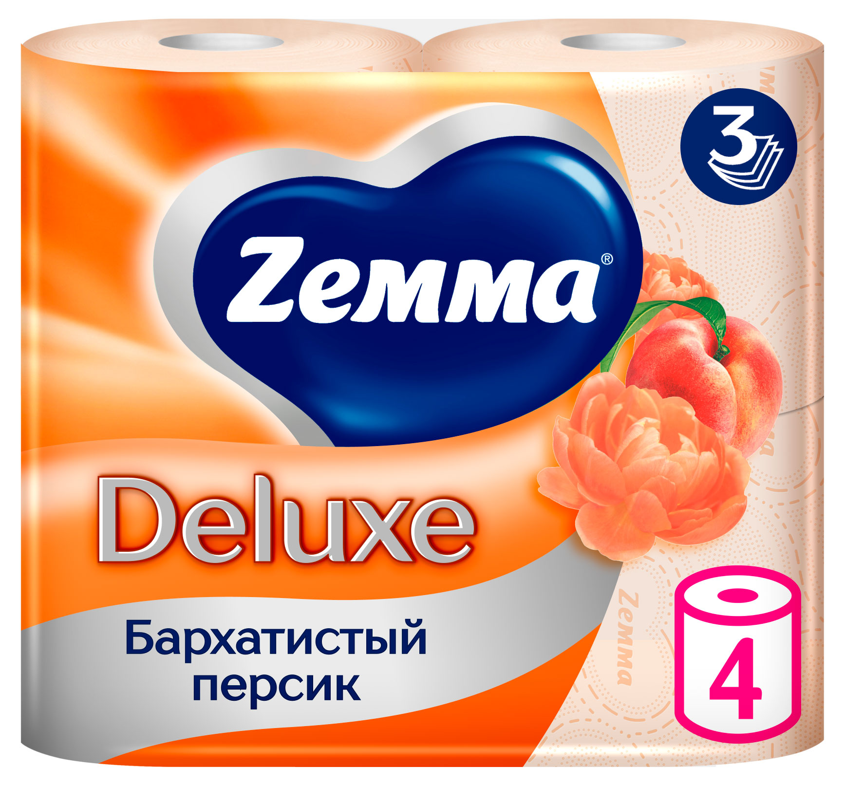 Изображение товара Туалетная бумага Zewa Deluxe Персик 3 слоя 4 рулона