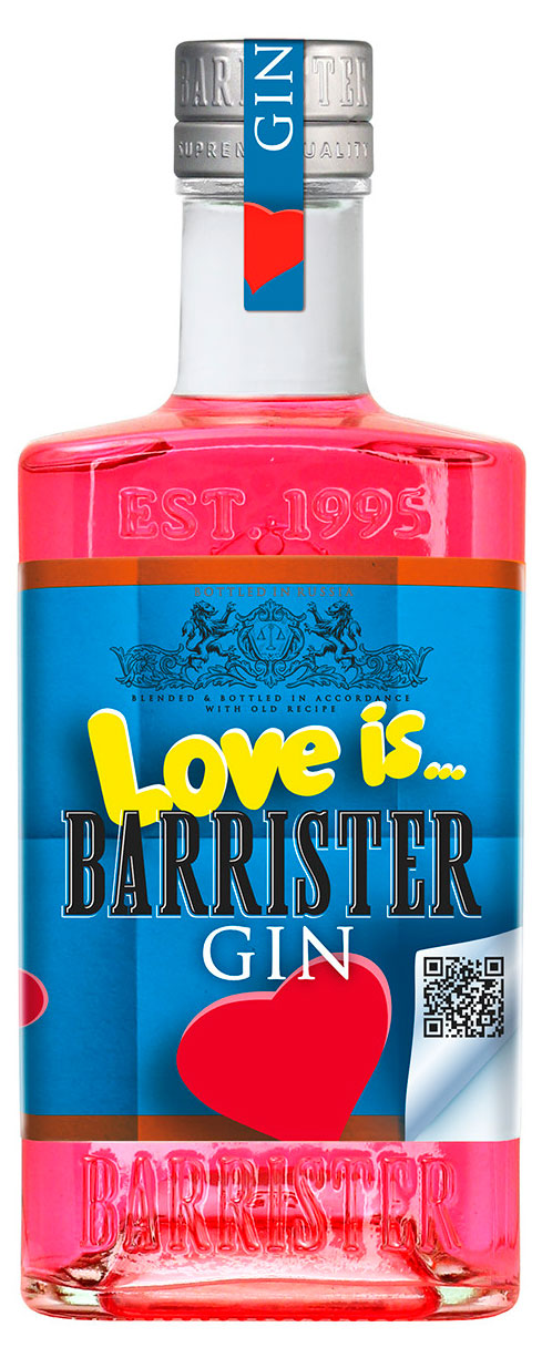 Изображение товара Джин Barrister Love is Россия 0 7 л крепость 43