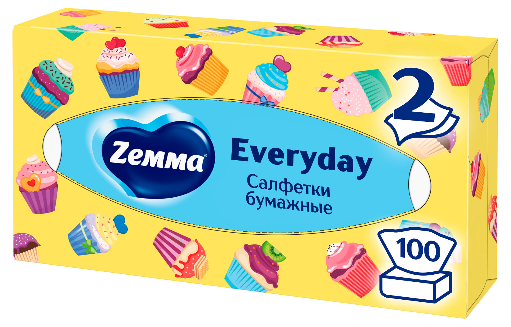 

Салфетки бумажные в коробке Zemma Everyday 2 слоя, 100 шт