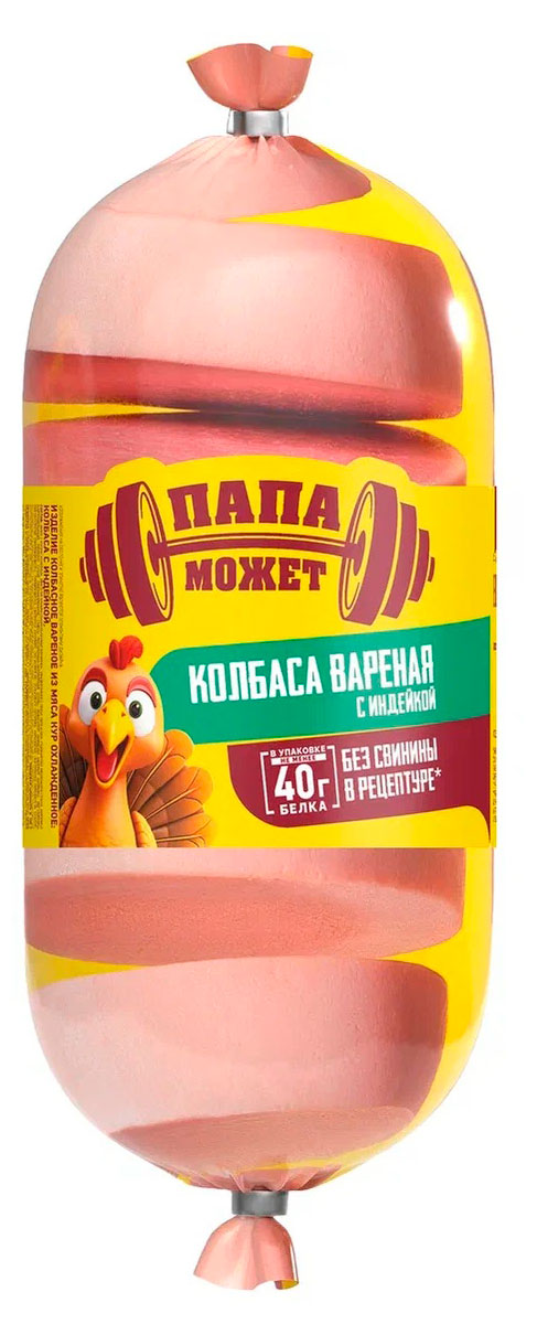 Изображение товара Колбаса вареная «Папа Может!» с индейкой, 400 г
