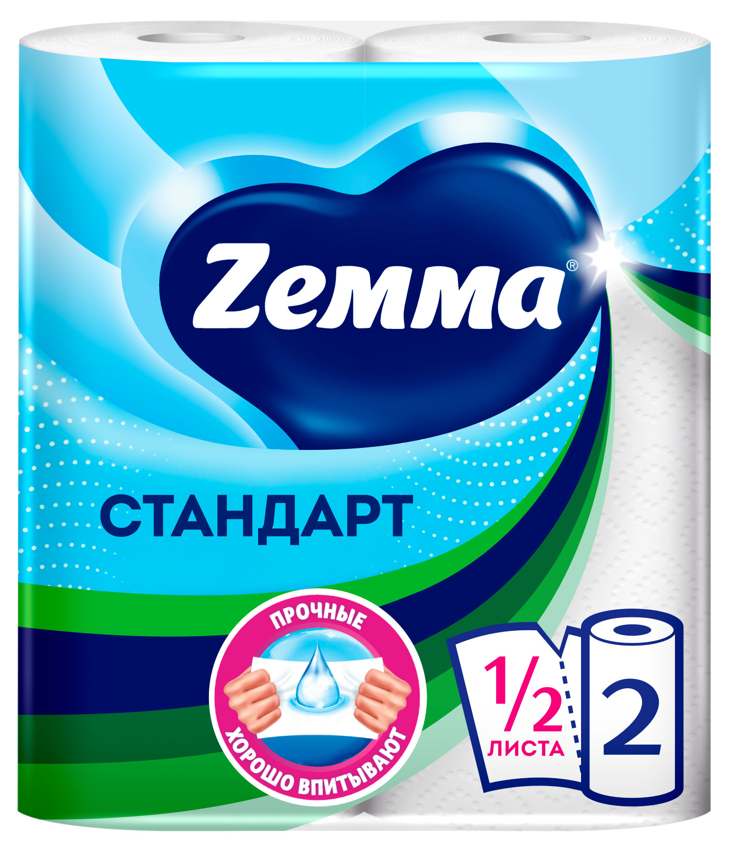 Изображение товара Бумажные полотенца Zemma Стандарт, 2 рулона