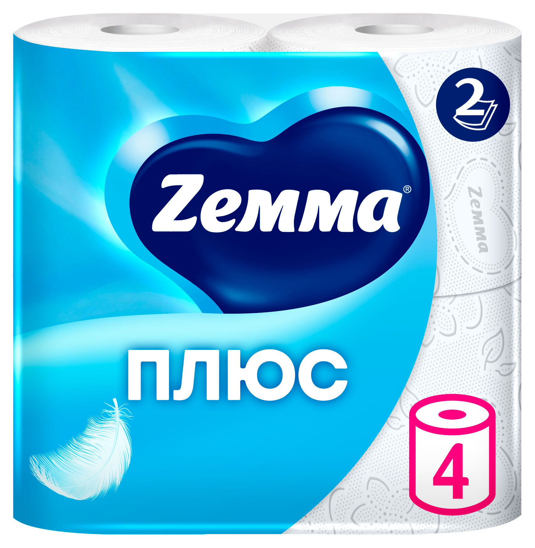 

Туалетная бумага Zemma Плюс Без аромата 2 слоя, 4 рулона