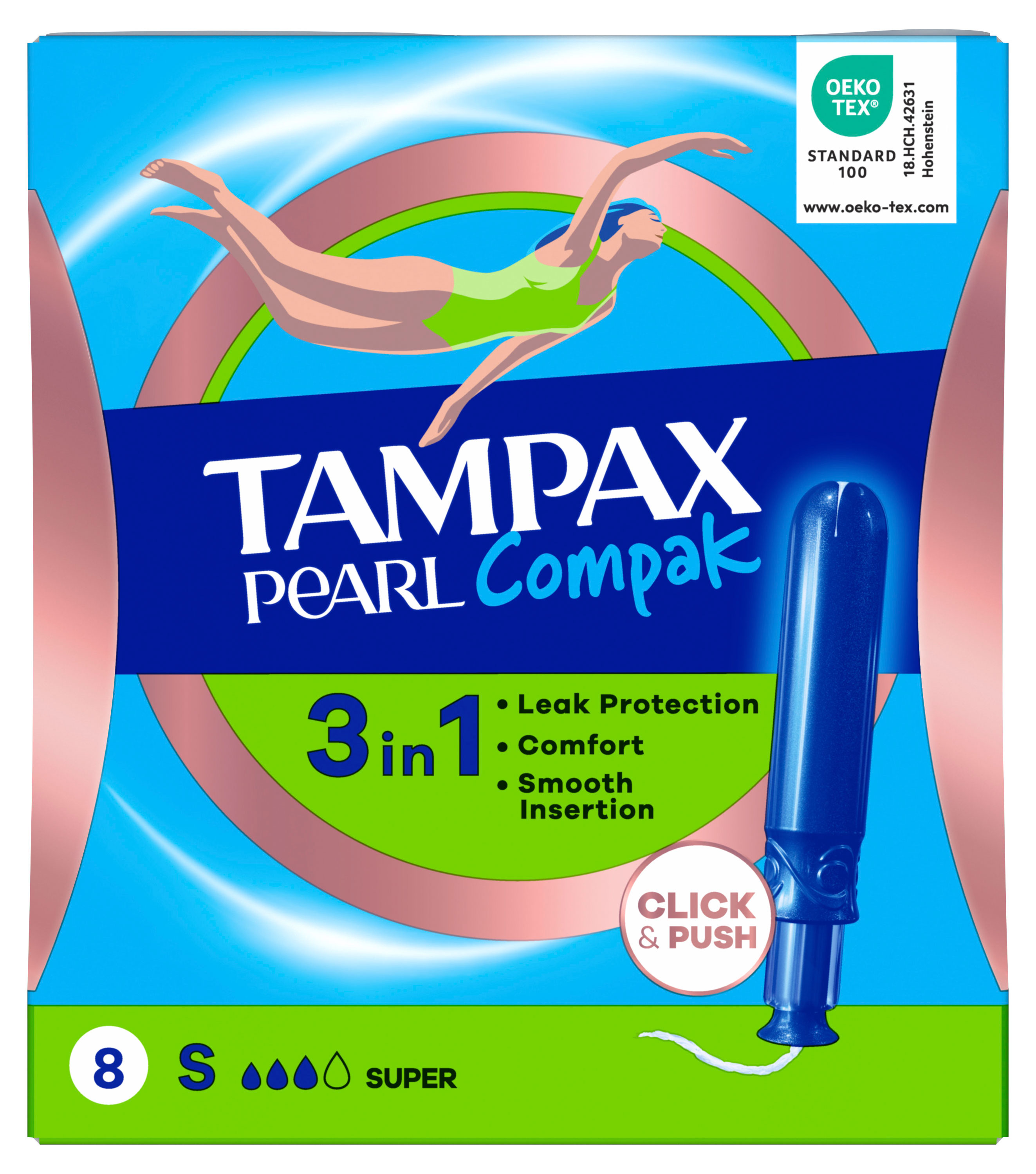

Тампоны гигиенические Tampax Pearl Compak super 3 капли Венгрия, 8 шт