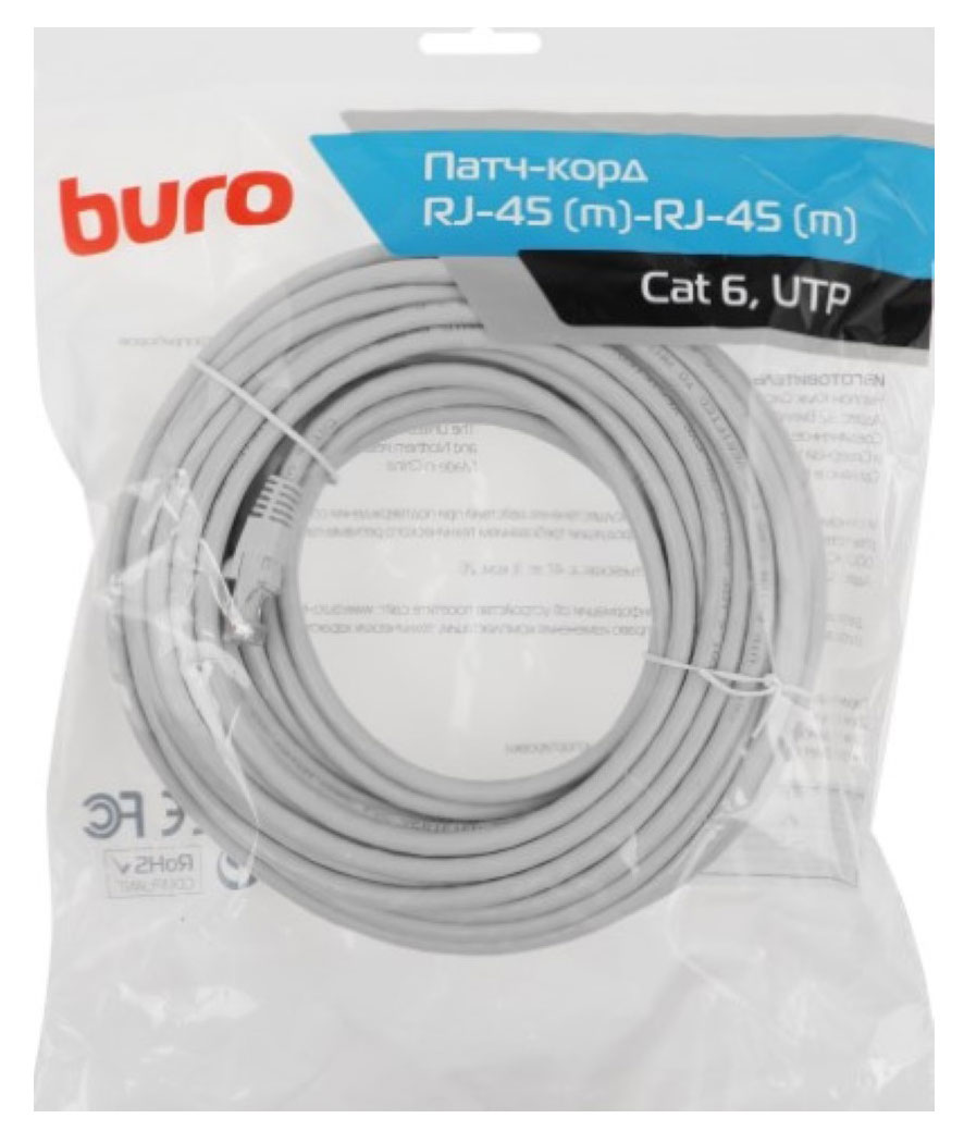 Изображение товара Патч-корд BURO UTP cat 6 серый, 20 м