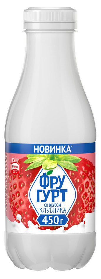 Изображение товара Напиток кисломолочный «Фругурт» со вкусом клубники 1% БЗМЖ, 450 г