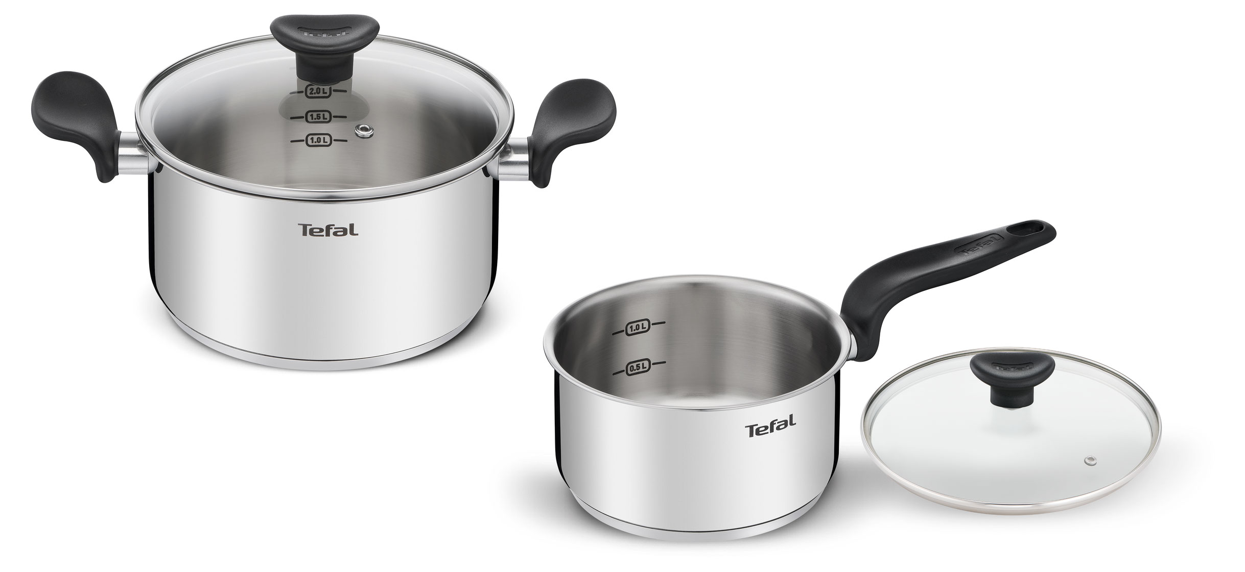 Изображение товара Набор кастрюль Tefal Primary 1, 5л и 3л с крышками - стильное и прочное решение для кухни