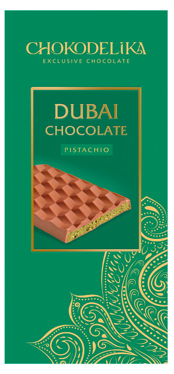 

Шоколад молочный Chokodelika Dubai с фисташкой, 50 г