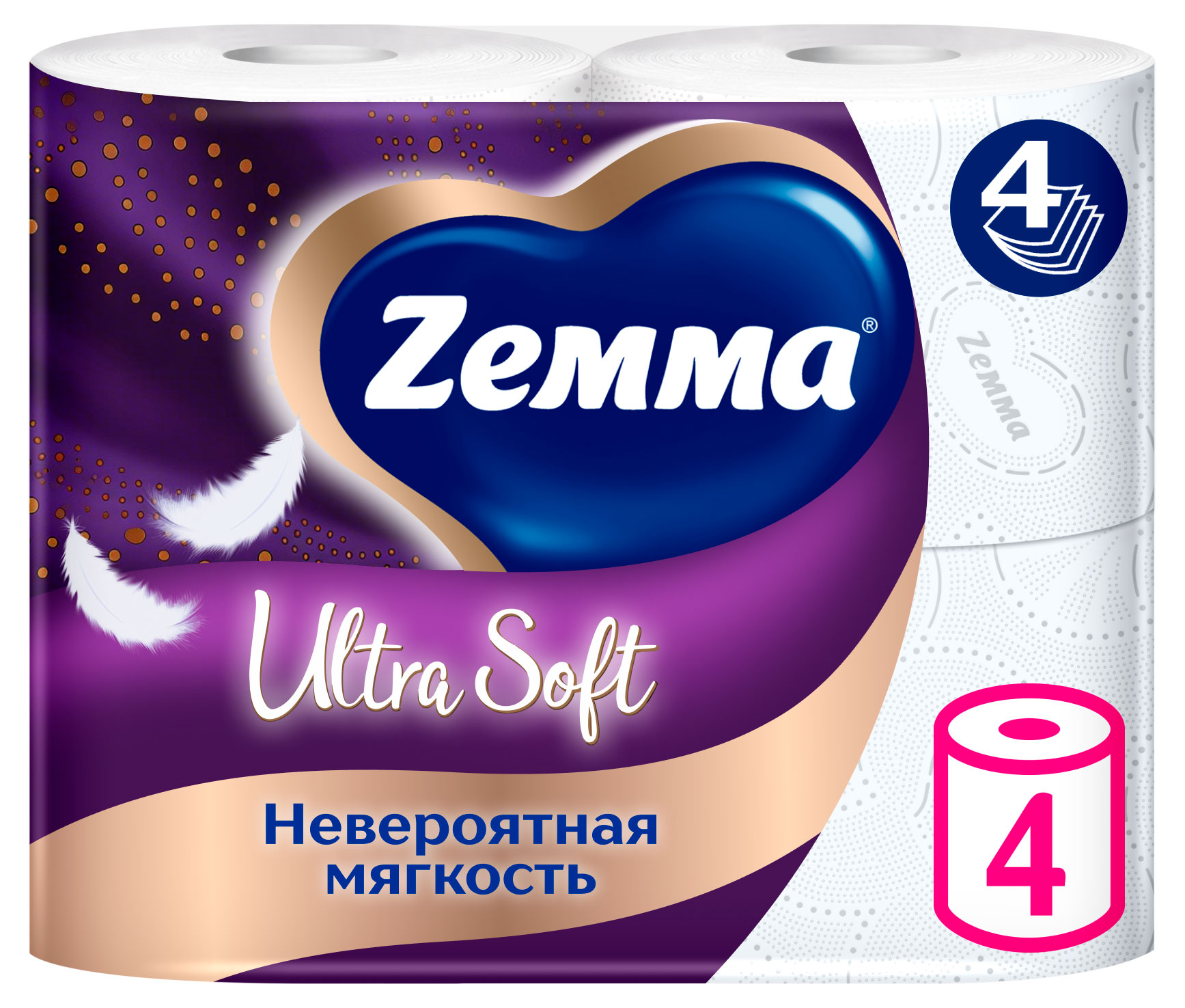 

Туалетная бумага Zemma Ultra Soft 4 слоя, 4 рулона