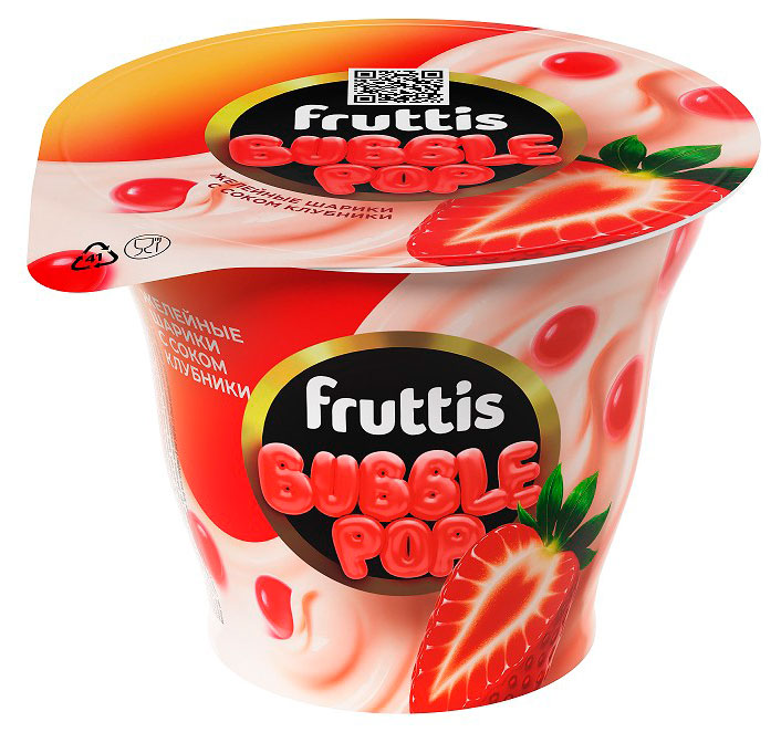 Изображение товара Йогурт Fruttis Bubble Pop с клубникой и шариками с соком 180 г