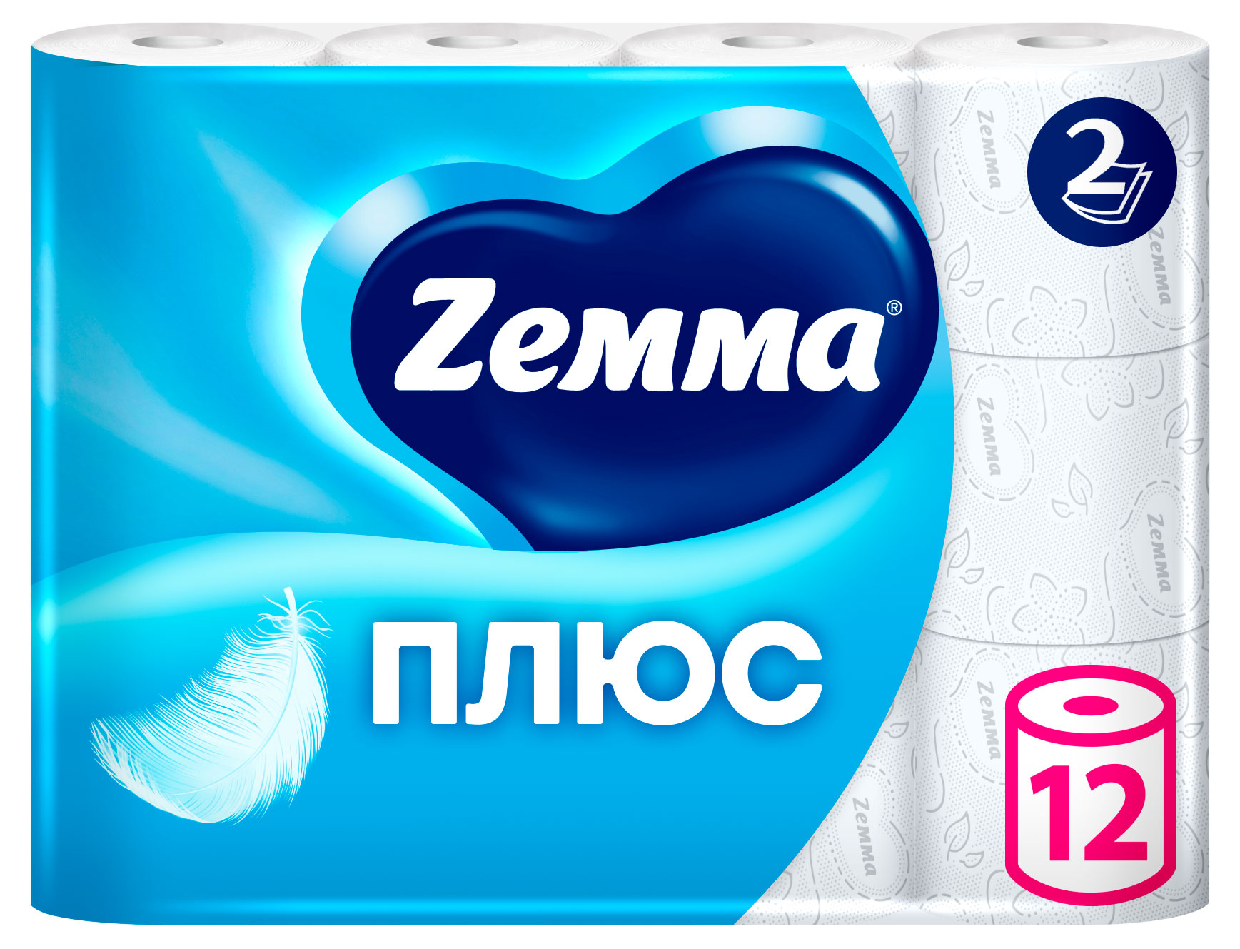 

Туалетная бумага Zemma Плюс Белая 2 слоя, 12 рулонов
