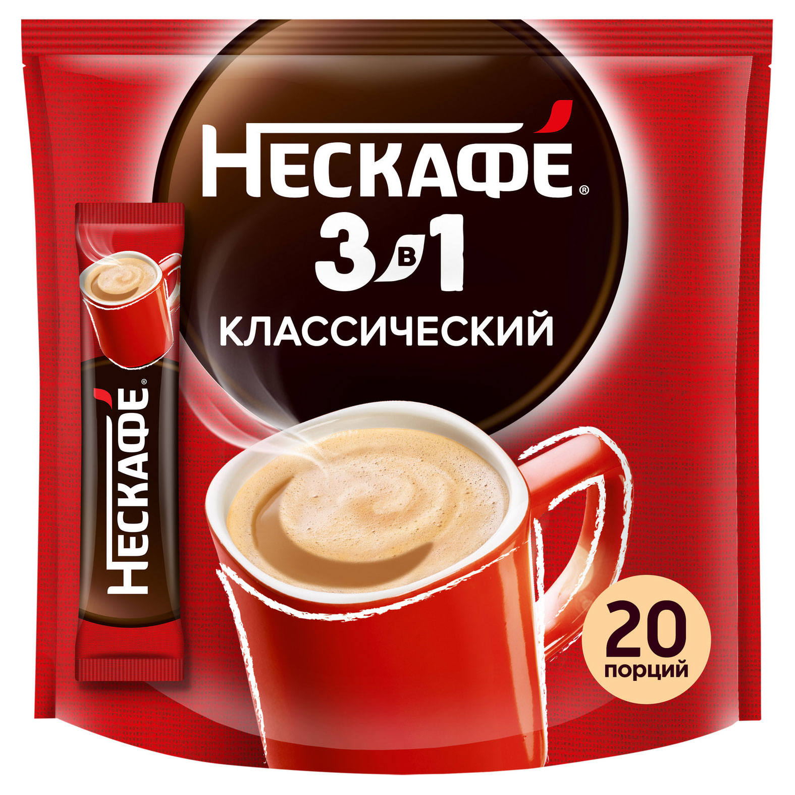 

Напиток кофейный растворимый Нескафе 3в1 Классик, 14,5 г х 20 шт