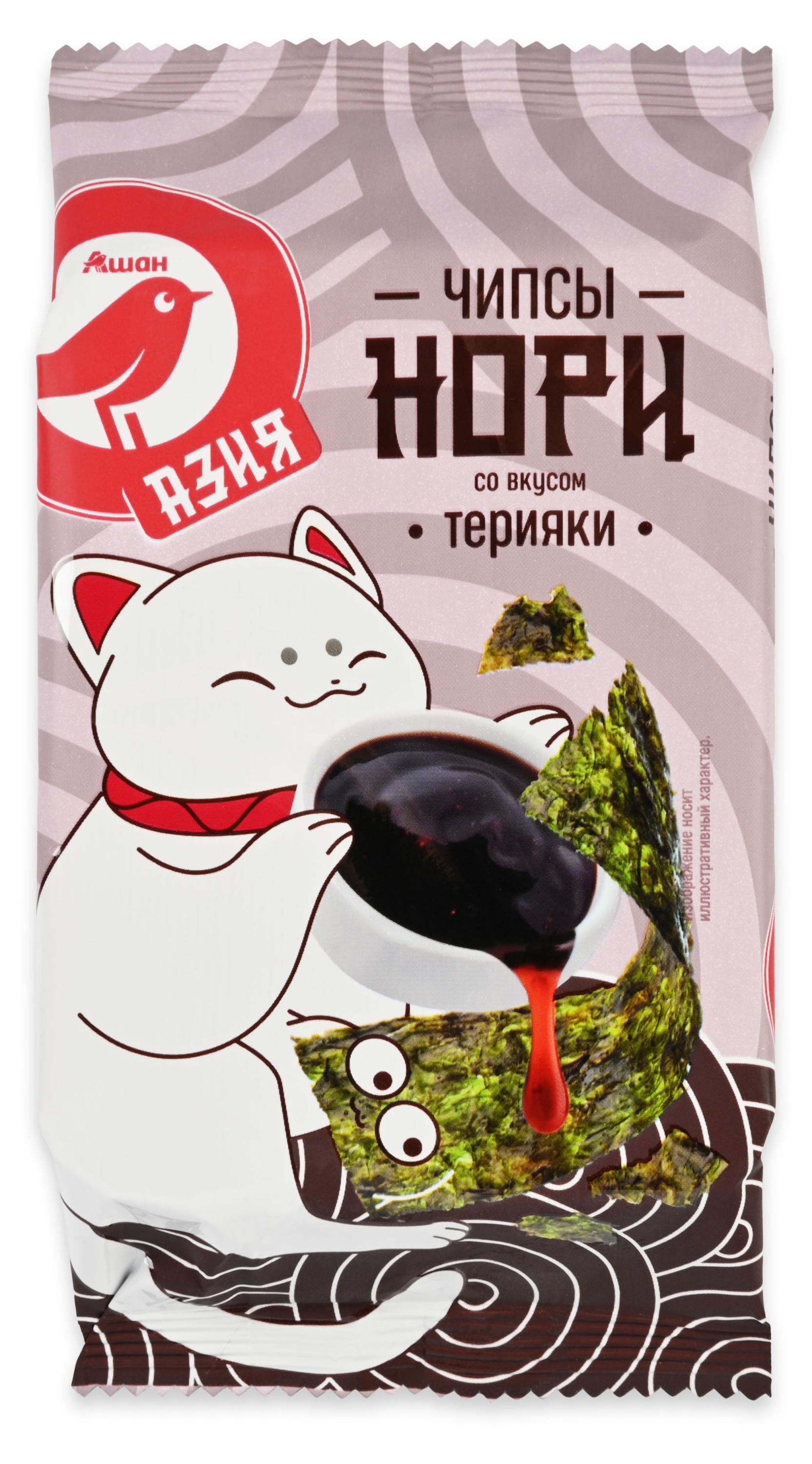 Изображение товара Чипсы нори АШАН Красная птица Азия Морская капуста Терияки, 5 г