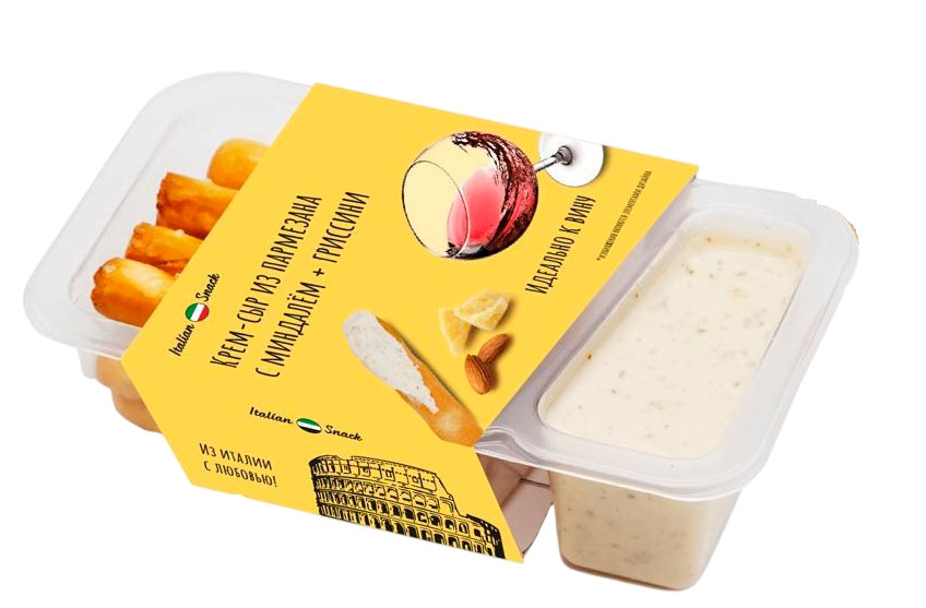 Изображение товара Крем-сыр Пармезан Italian snack с миндалем и гриссини БЗМЖ, 50 г