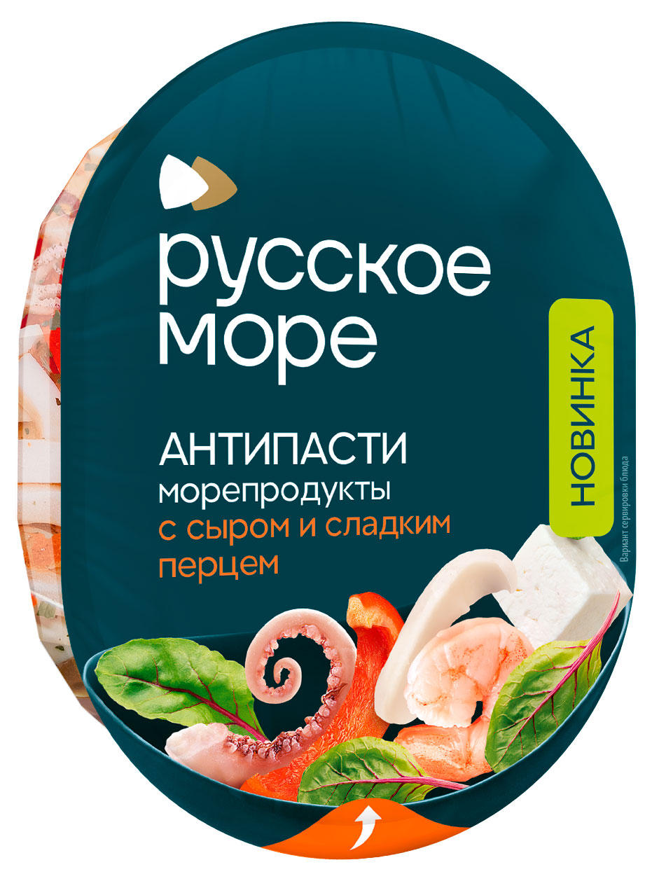 Изображение товара Коктейль из морепродуктов «Русское море» Антипасти с творожным сыром и сладким перцем в масле Беларусь, 180 г