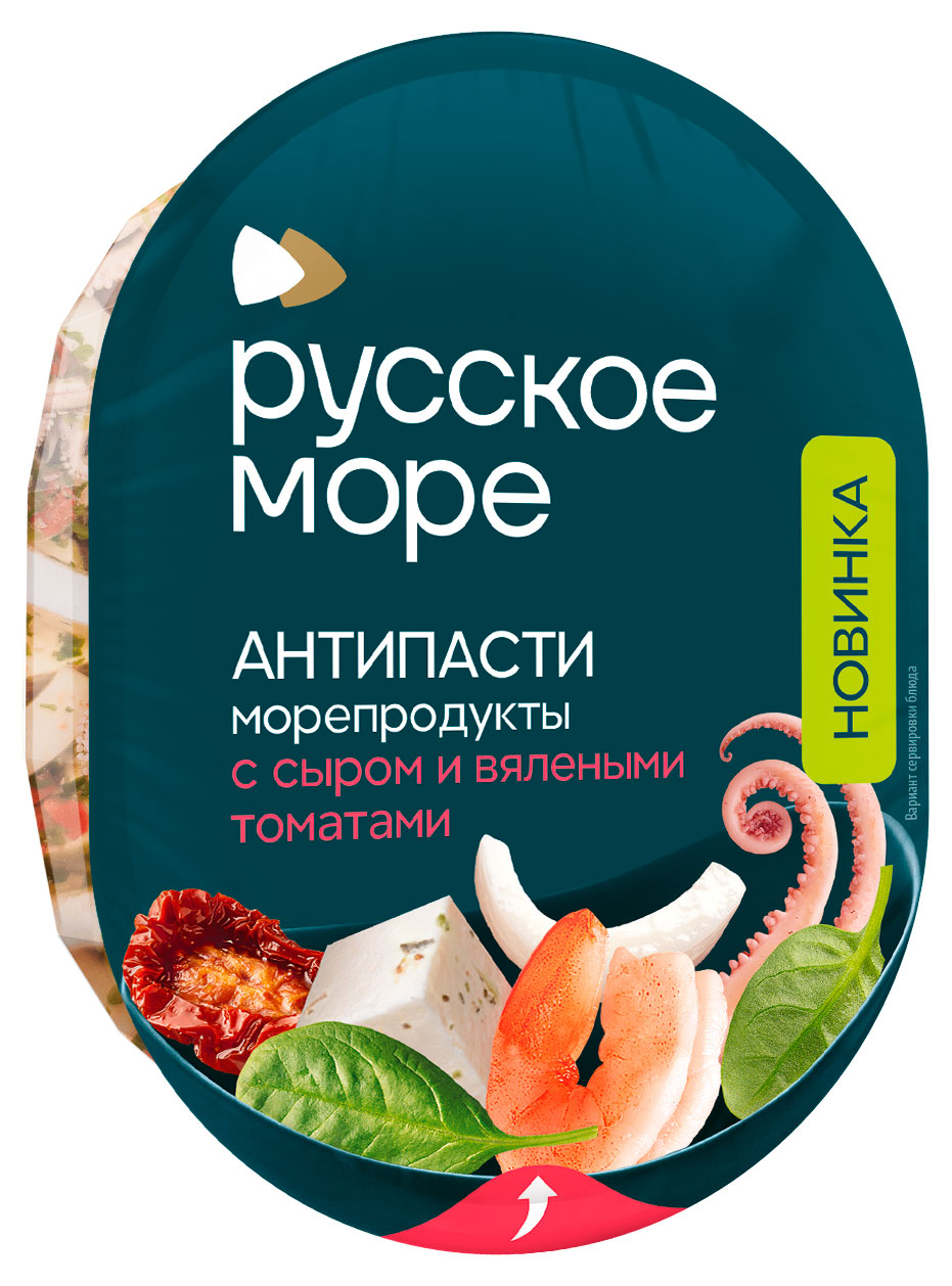 Изображение товара Коктейль из морепродуктов «Русское море» Антипасти с творожным сыром и вялеными томатами в масле Беларусь, 180 г