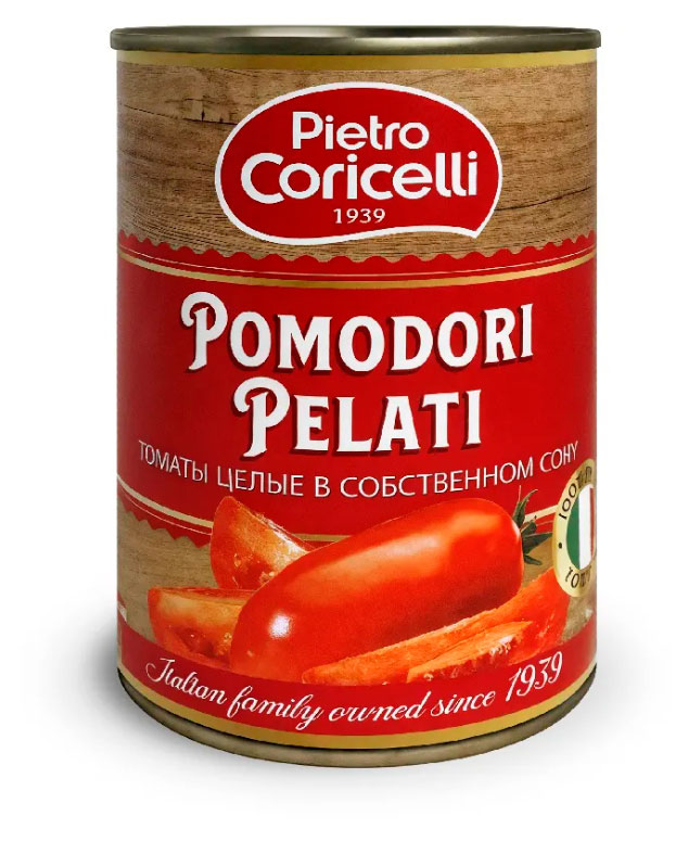 

Томаты целые Pietro Coricelli в собственном соку Италия, 400 г