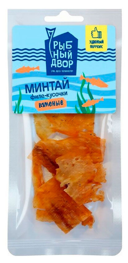 Изображение товара Вяленый Минтай Филе-кусочки 'Рыбный Двор', Натуральный источник белка
