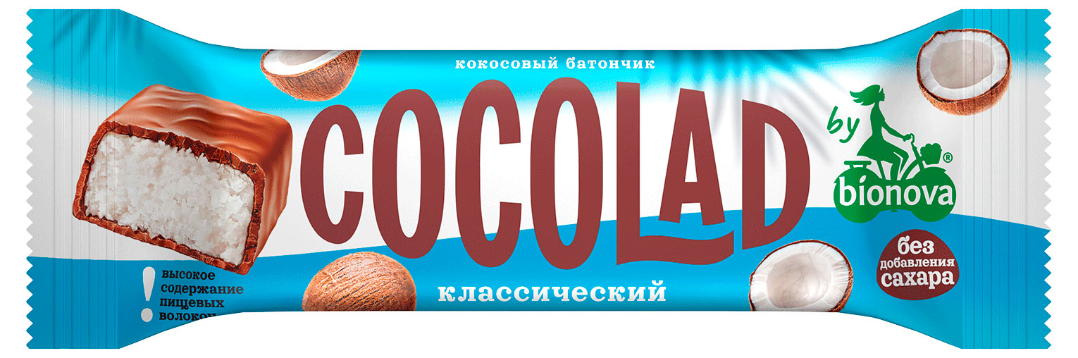 Изображение товара Батончик кокосовый Bionova Cocolad без добавления сахара, 40 г