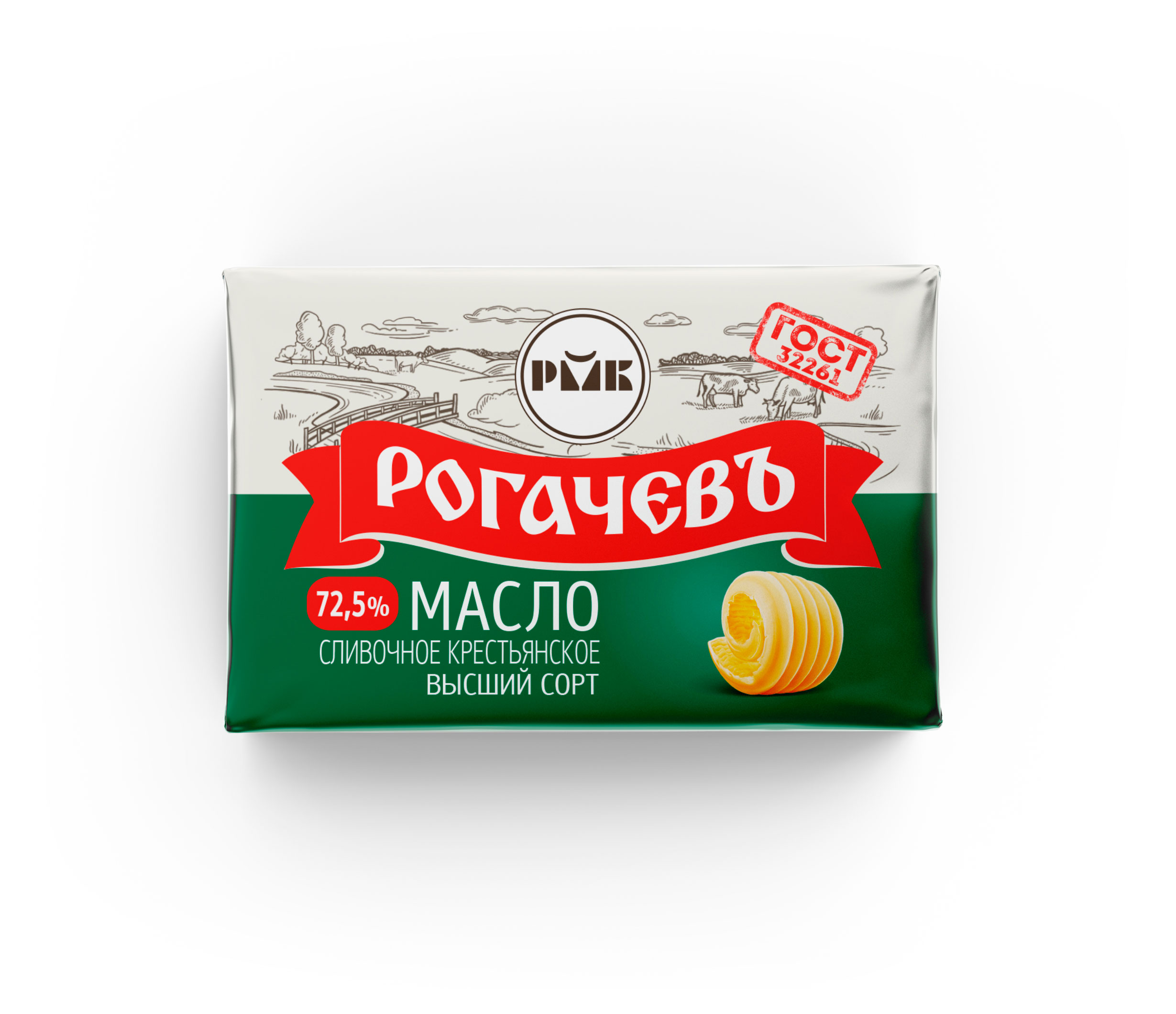 Рогачевъ | Масло сливочное «Рогачевъ» Крестьянское 72,5% ГОСТ БЗМЖ Беларусь, 160 г