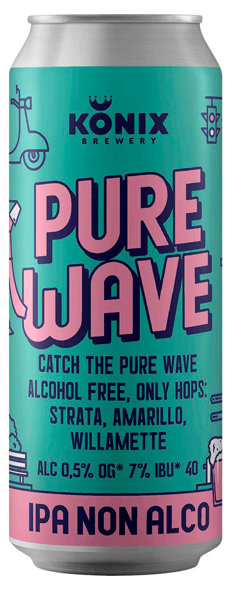 Изображение товара Пиво светлое безалкогольное Konix Pure Wave нефильтрованное, 450 мл
