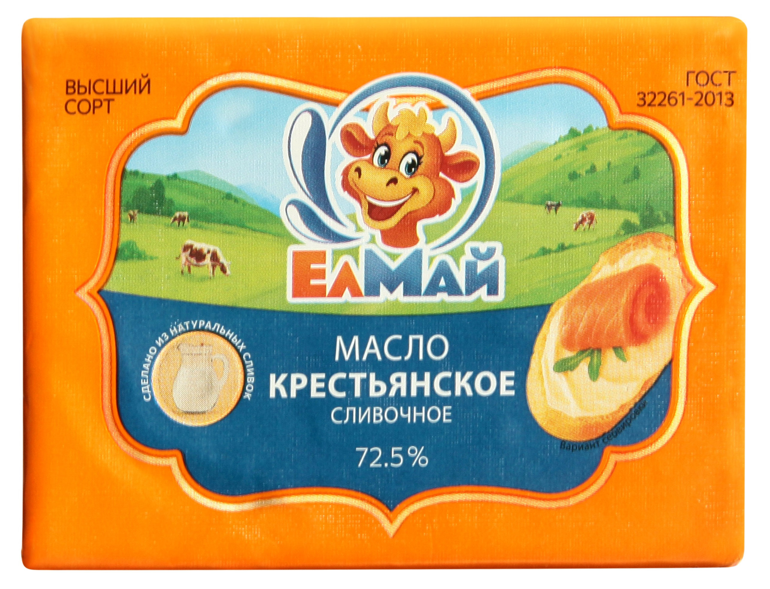 Изображение товара Масло сливочное «Елмай» Крестьянское халяль 72,5% БЗМЖ, 160 г