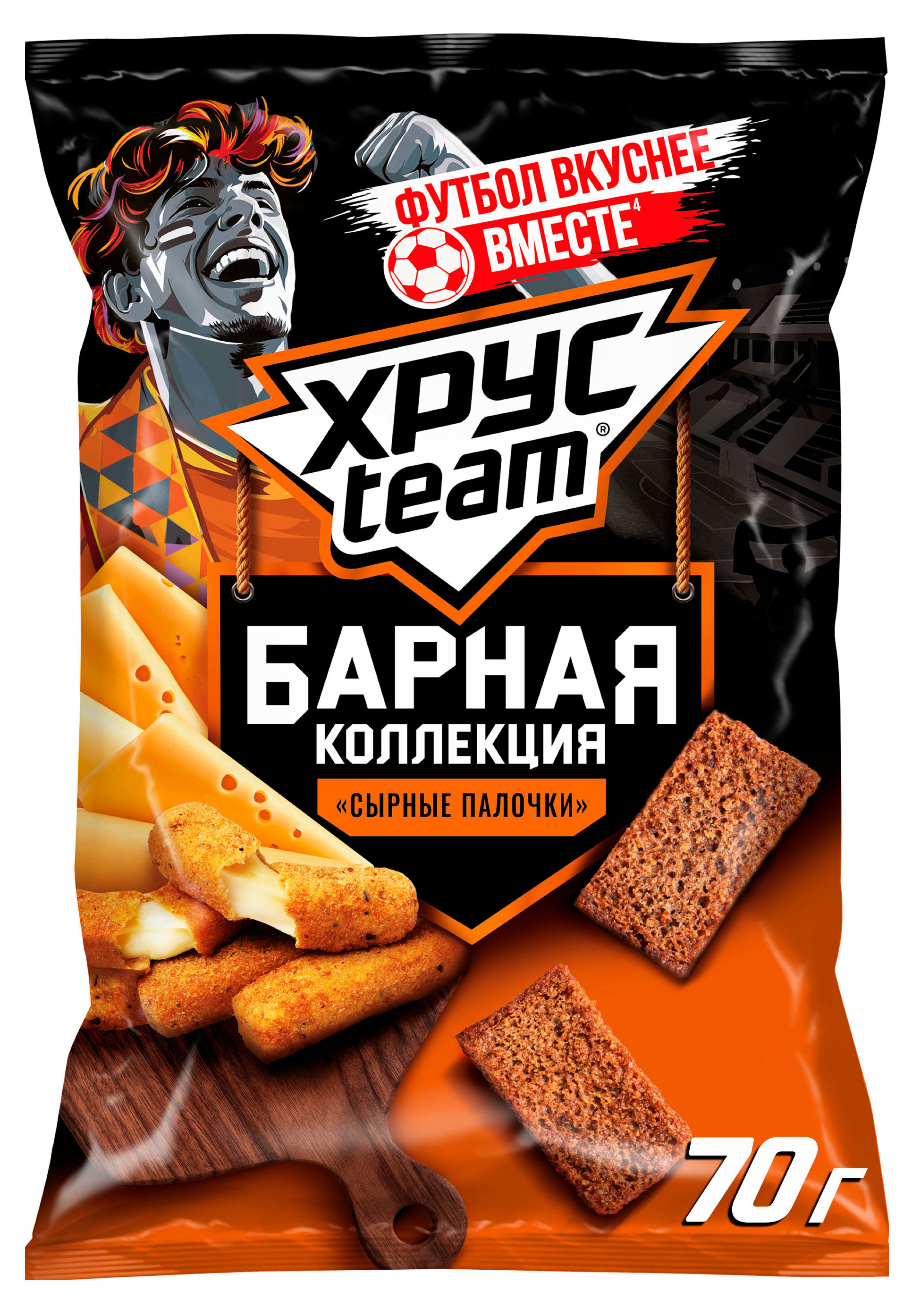 Изображение товара Ржано-пшеничные сухарики Хрусteam с сырным вкусом, 70 г
