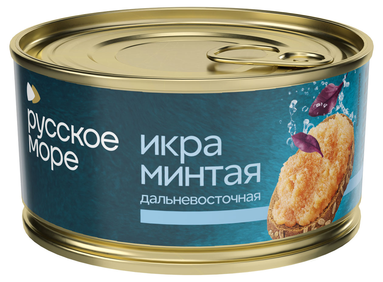 Изображение товара Икра минтая деликатесная "Русское море" в масле, 130 г - натуральный деликатес из Беларуси