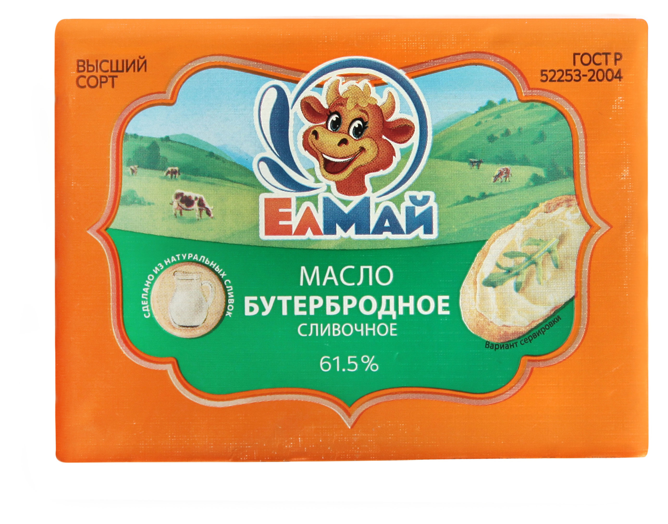 Изображение товара Масло сливочное «ЕлМай» Бутербродное 61,5% БЗМЖ, 160 г
