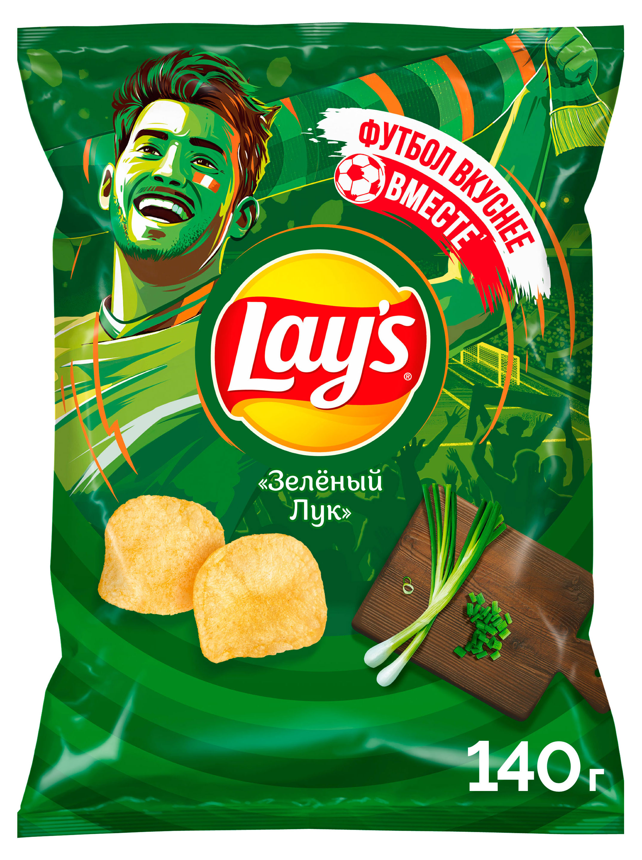 Изображение товара Картофельные чипсы Lay's со вкусом зеленого лука 140 г - натуральный вкус, хрустящая текстура