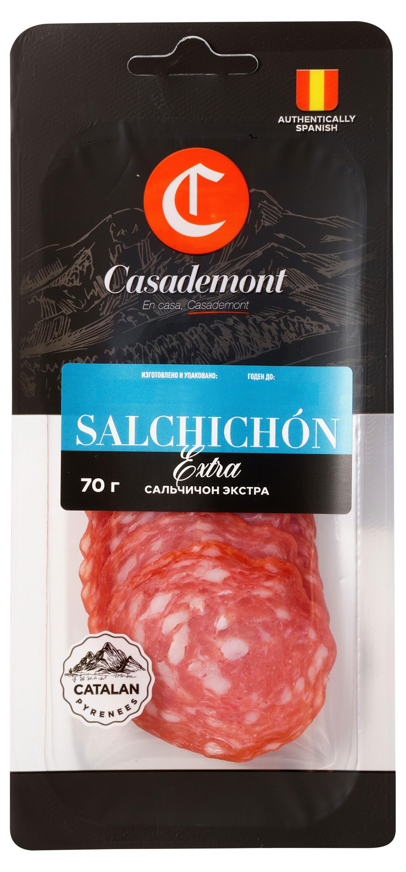 Изображение товара Колбаса сыровяленая Casademont Salchichon Extra Сальчичон Экстра полусухая нарезка, 70 г