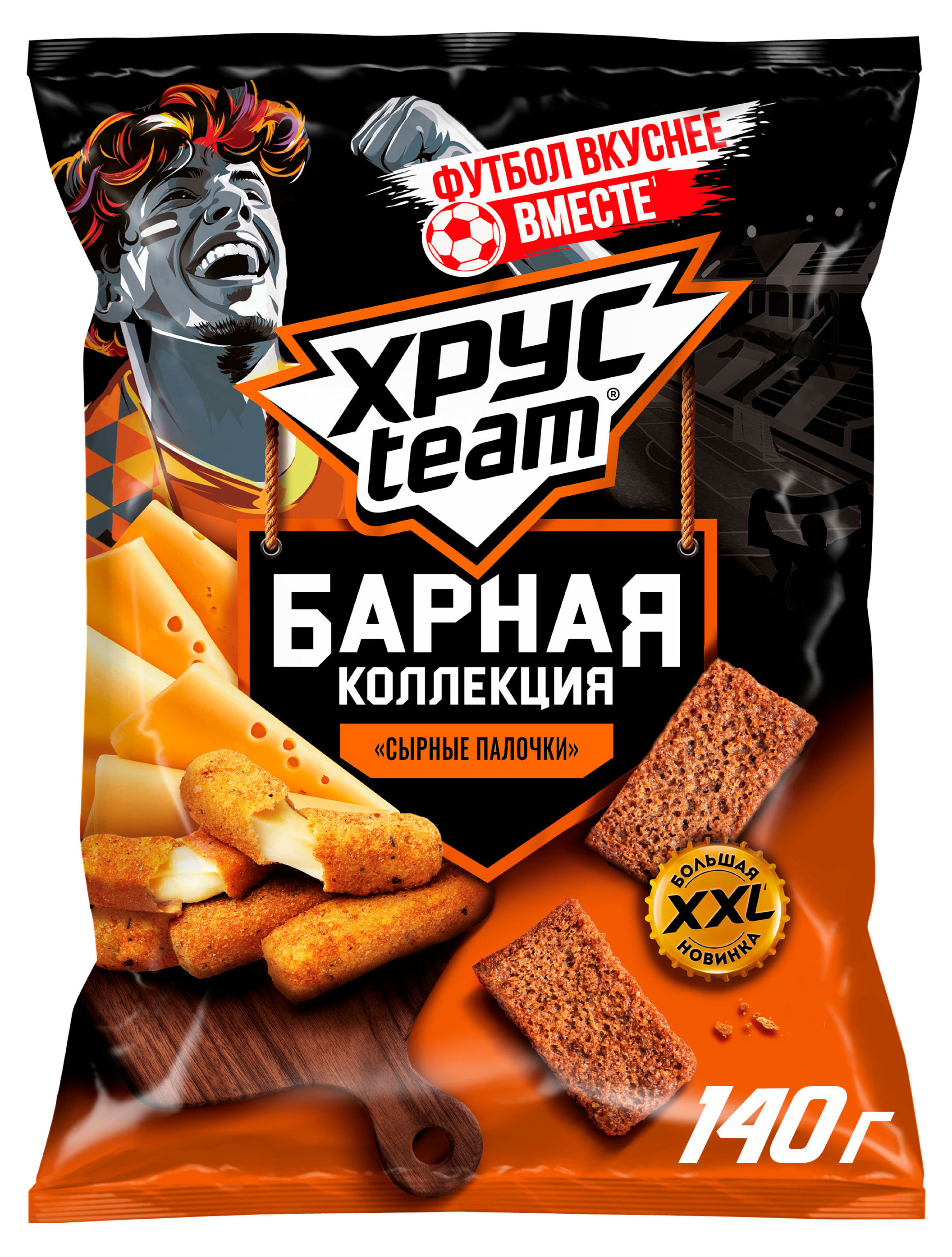 Изображение товара Сухарики ржано-пшеничные Хрусteam Сырные палочки, 140 г