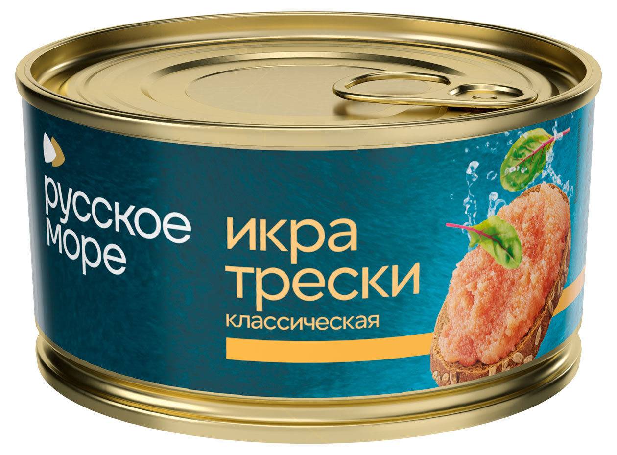 Изображение товара Икра трески Русское море деликатесная 130 г классическая в жестяной банке