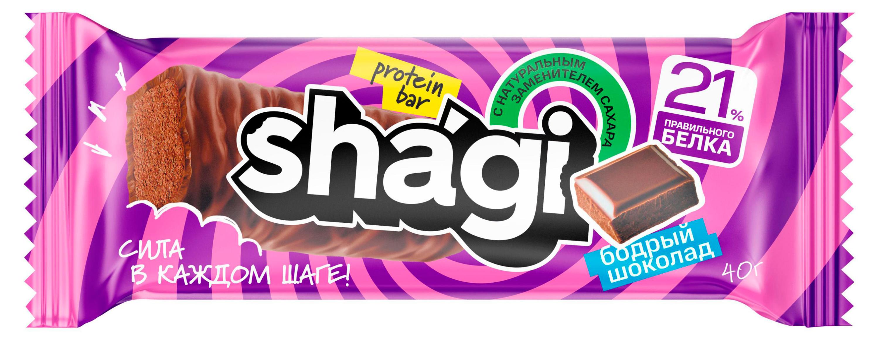 Изображение товара Протеиновый батончик Protein Rex Shagi с шоколадом 40 г, вкусный и полезный перекус