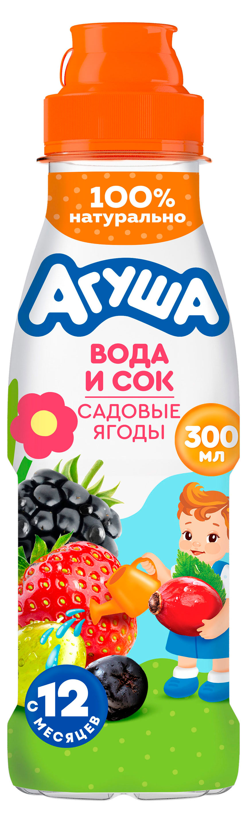 Изображение товара Напиток Агуша Ягоды садовые 12 мес 0. 3 л - натуральный без сахара