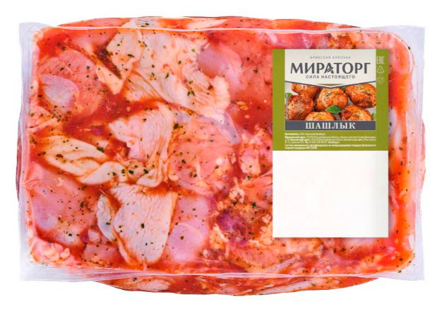 Изображение товара Шашлык из цыплят-бройлеров Мираторг, маринад, вакуум 2,2 кг