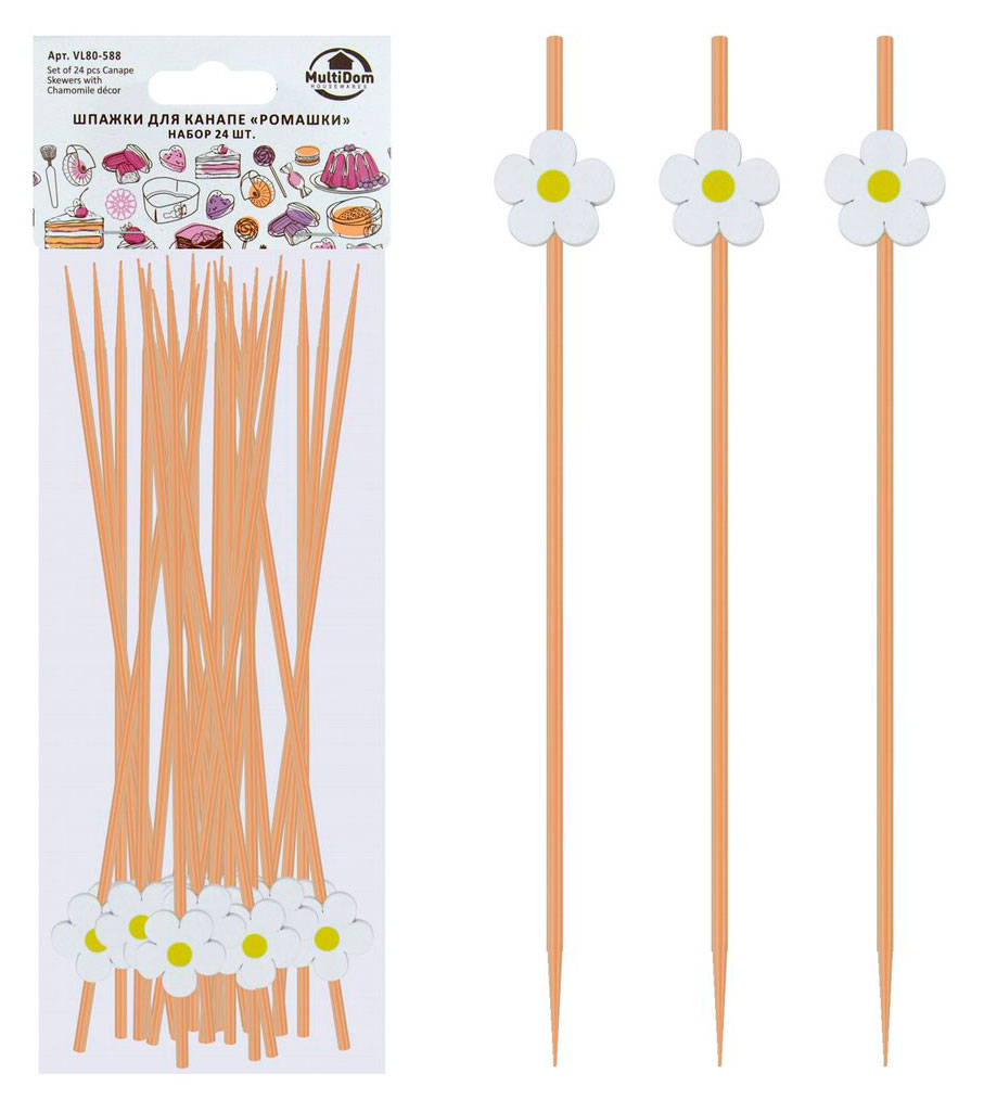 Изображение товара Шпажки для канапе Home Novelties Ромашки, 24 шт