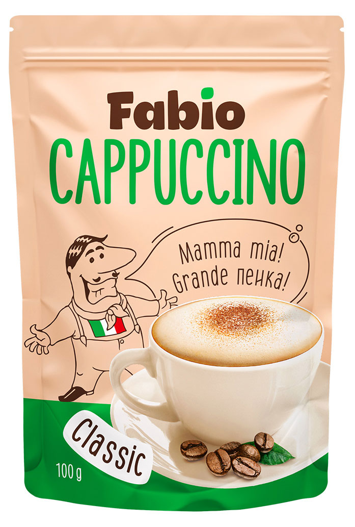 Fabio | Напиток кофейный растворимый Fabio Cappuccino Сlassic Беларусь, 100 г
