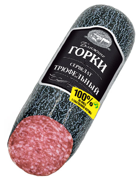 Изображение товара Колбаса варено-копченая «Ближние горки» Сервелат Трюфельный из свинины и говядины, 300 г