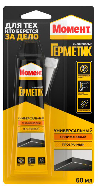 Изображение товара Герметик силиконовый «Момент» Универсальный прозрачный, 60 мл