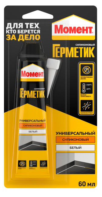 

Герметик силиконовый Момент Универсальный белый, 60 мл