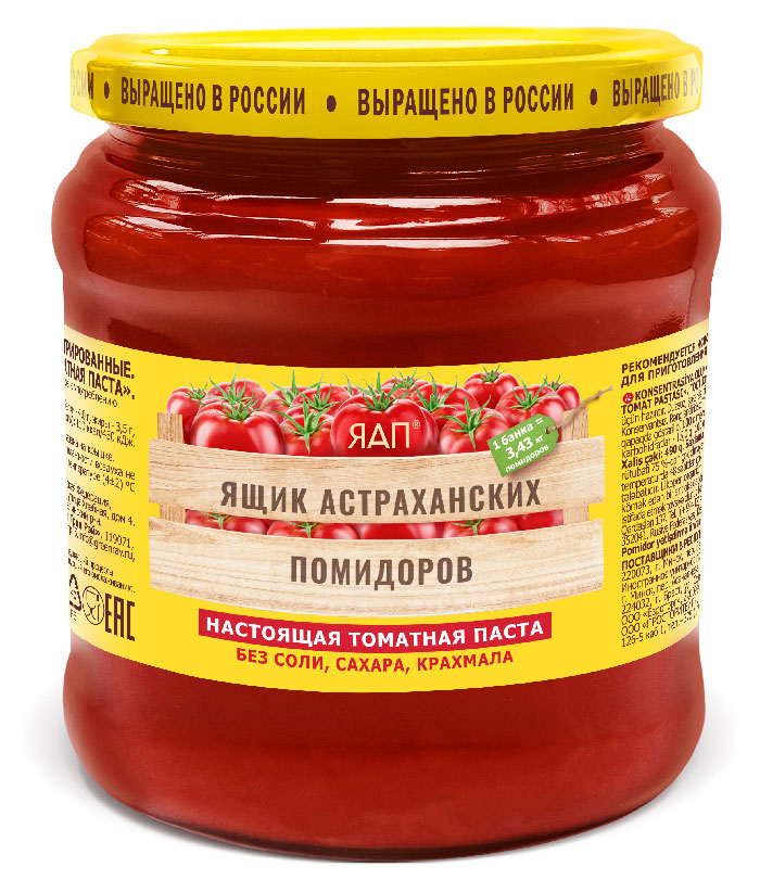 

Паста томатная Ящик астраханских помидоров, 490 г