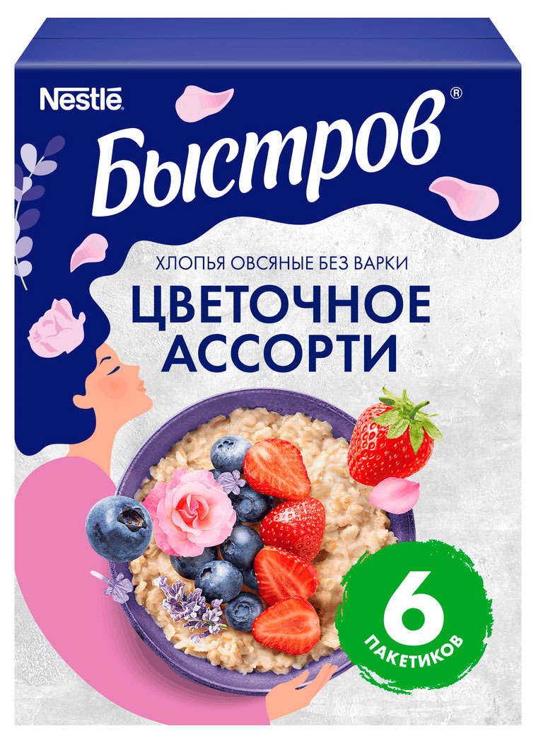 Изображение товара Хлопья овсяные «Быстров» Цветочное ассорти, 210 г