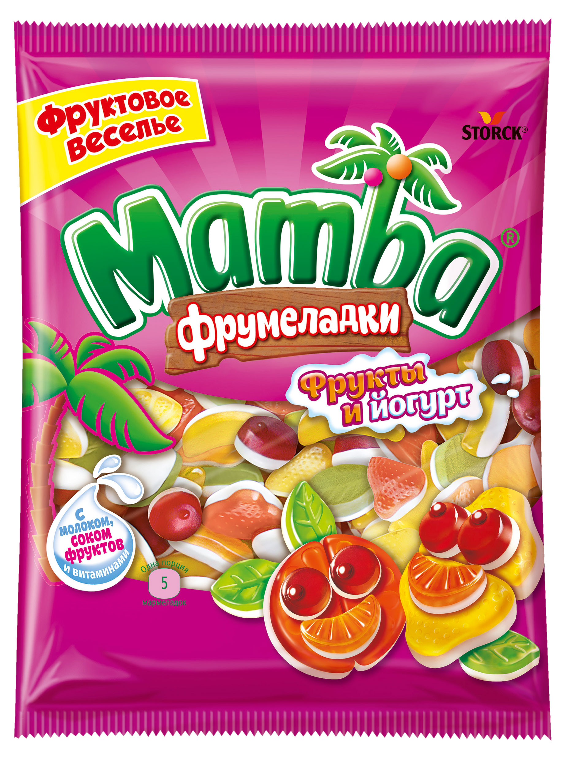 Изображение товара Мармелад Mamba Фрумеладки фрукты и йогурт, 140 г