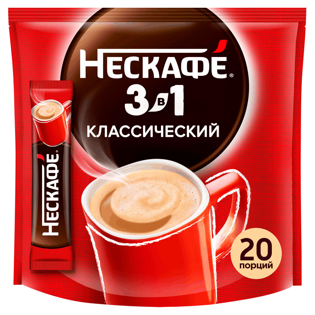 Изображение товара Напиток кофейный растворимый «Нескафе» 3в1 Классик, 14,5 г х 20 шт